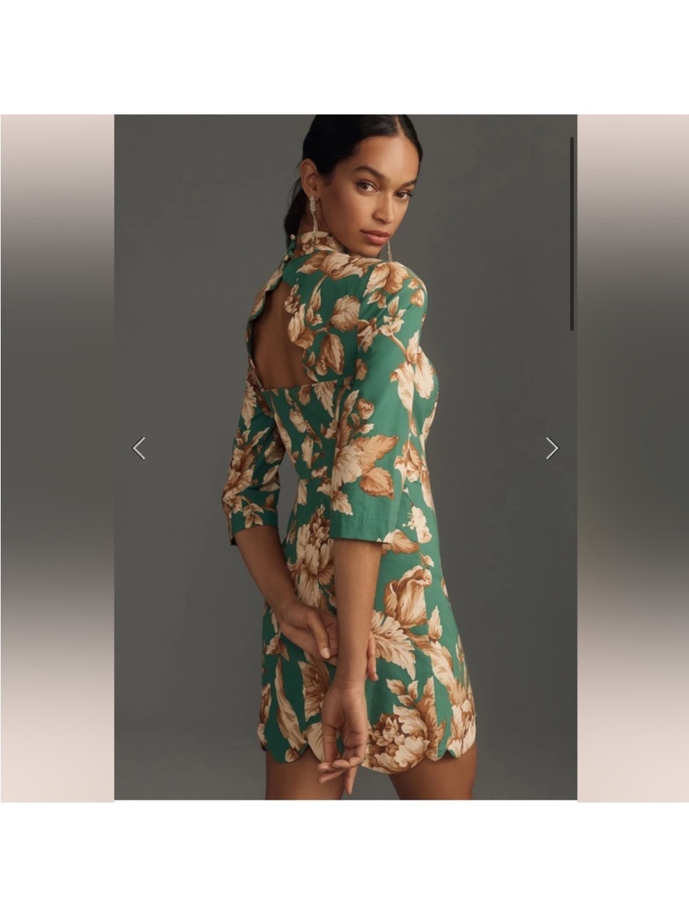 Maeve green Floral Cutout Mini Dress